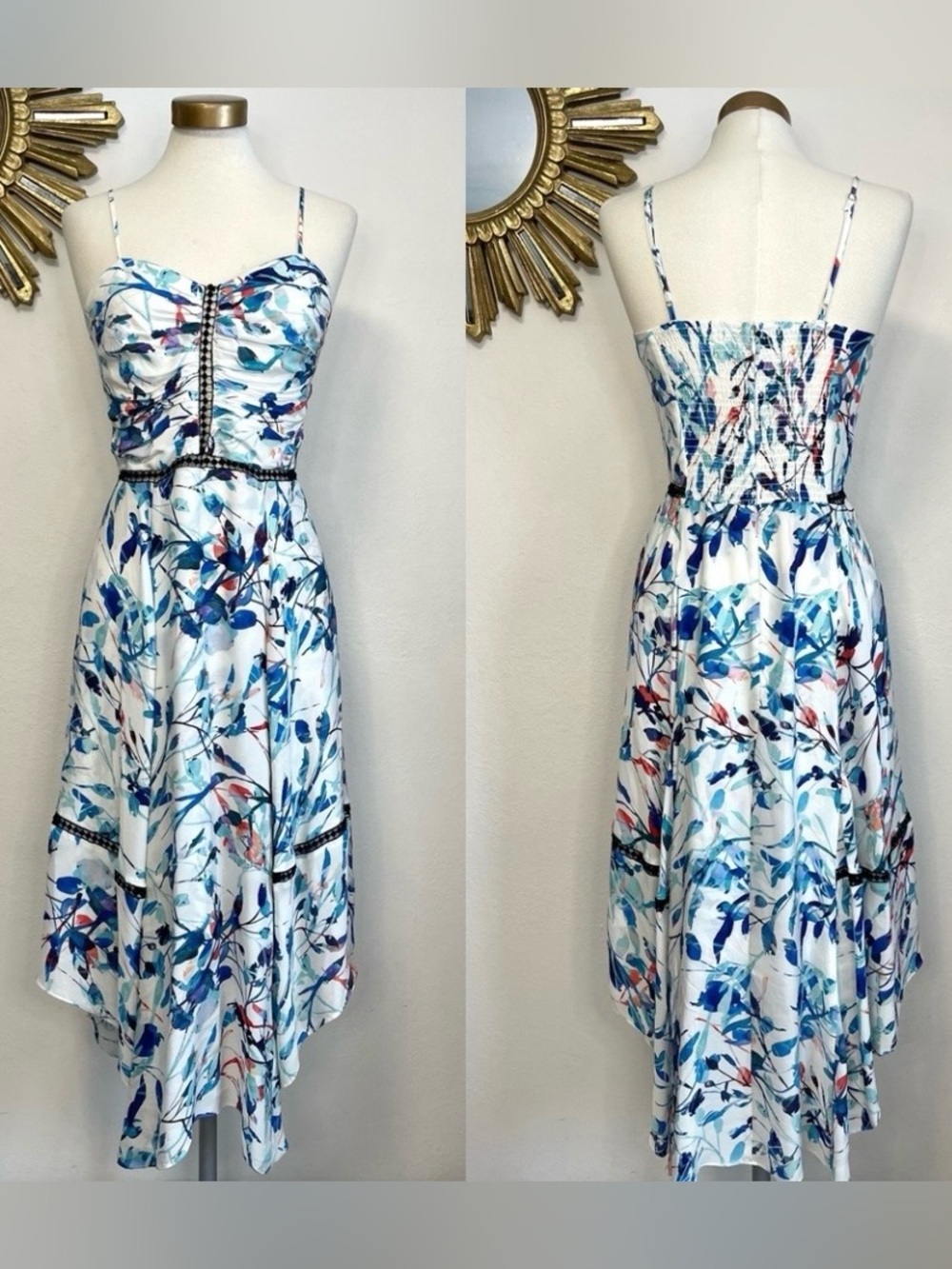 Parker Silk Floral Handkerchief Midi Dress